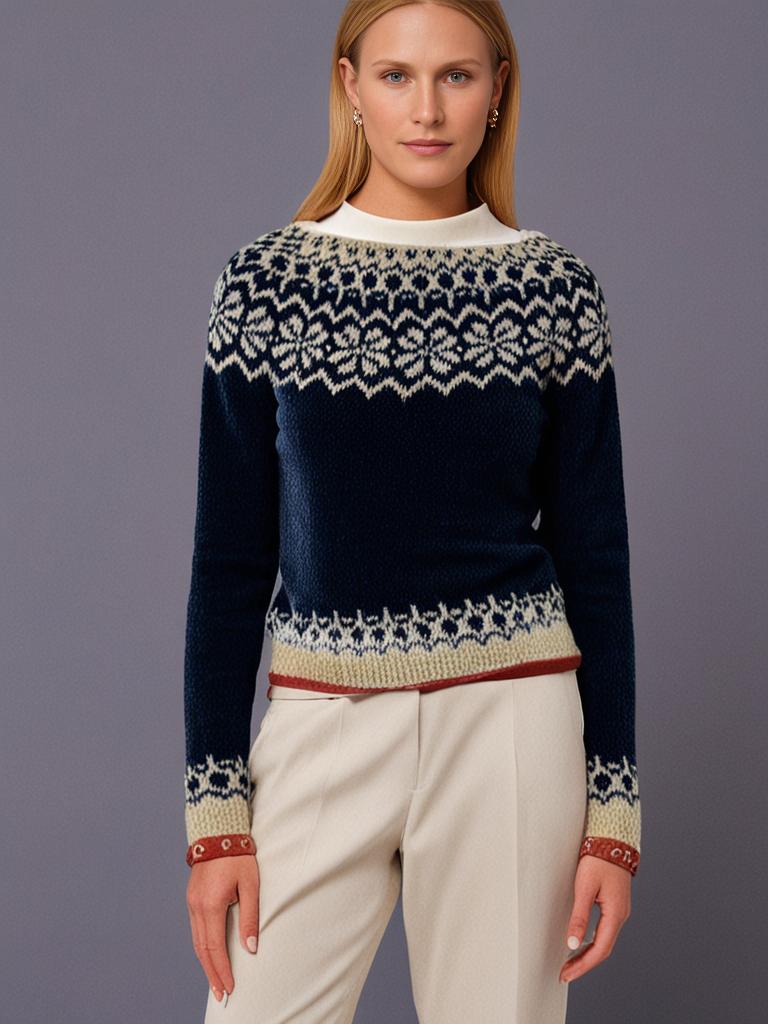 Cassey | Retro Icelandic Jacquard Knit Sweater