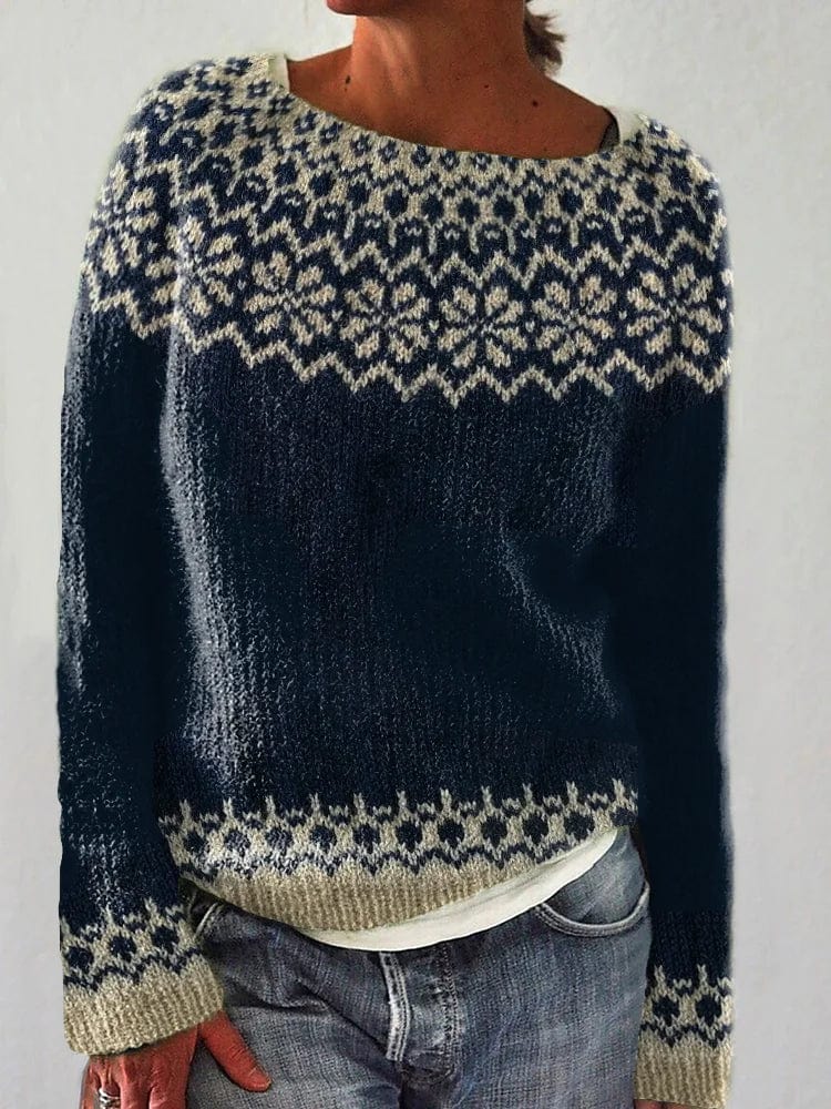 Cassey | Retro Icelandic Jacquard Knit Sweater