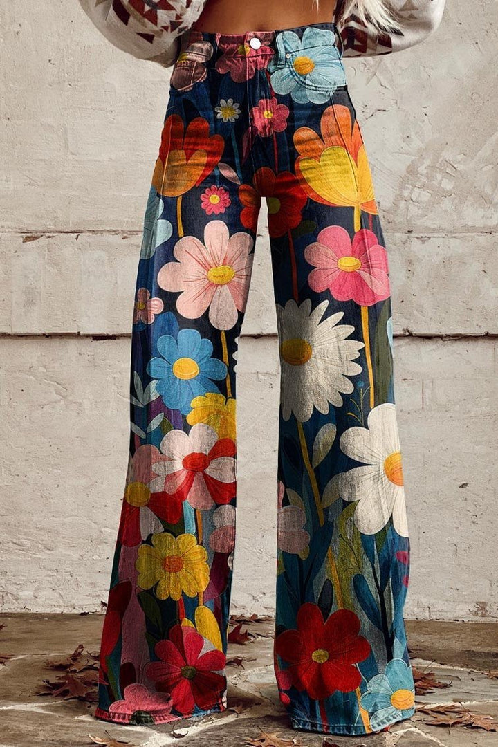 Stephanie | Flared pants with floral pattern